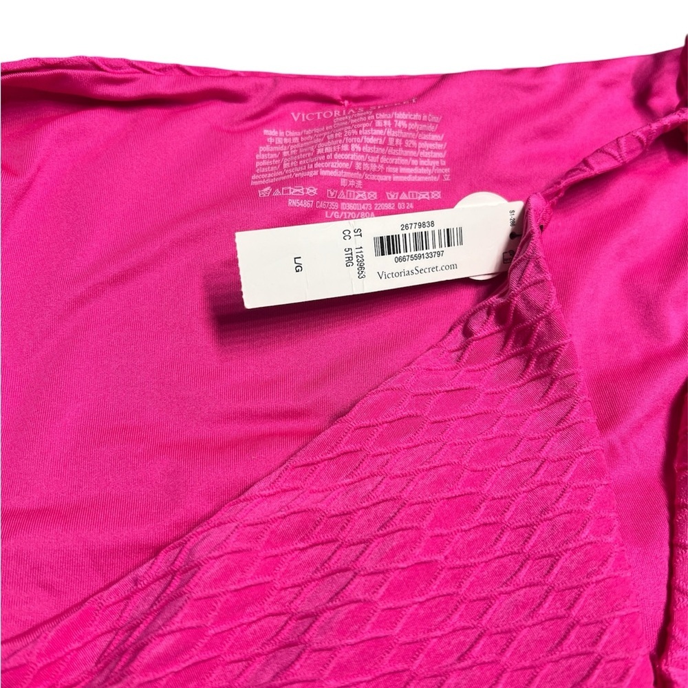 Cheeky Victoria's Secret Bright Pink Textured Tie-Side Bikini Bottom - Picture 3 of 3
